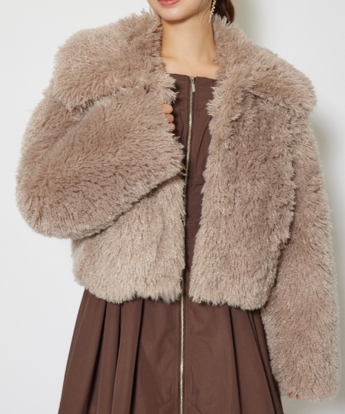 rienda（リエンダ）の「ショート丈フェイクプードルファーブルゾン 秋服（ブルゾン・レディース・ライトベージュ/ダークグレー・SMALL/MEDIUM）」の20枚目の写真