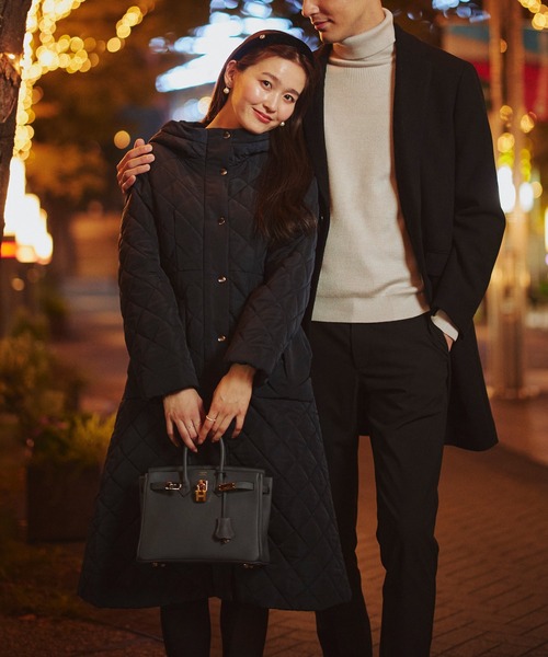 RUIRUE BOUTIQUE キルティング フードコート　ブラック　新品 キルティング フードコート ｜ アウター / コート / ロングコート