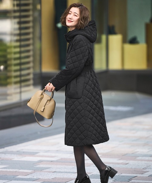 RUIRUE BOUTIQUE キルティング フードコート　ブラック　新品 キルティング フードコート ｜ アウター / コート / ロングコート