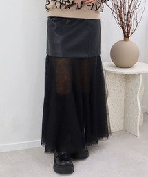 CECIL McBEE | 合皮切替ロングスカート(スカート)