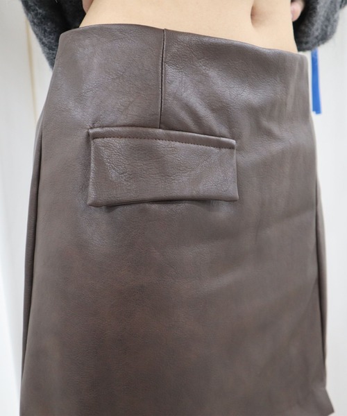 CECIL McBEE（セシルマクビー）の「合皮切替ロングスカート（スカート・レディース・ブラック/ブラウン・MEDIUM/LARGE）」の11枚目の写真