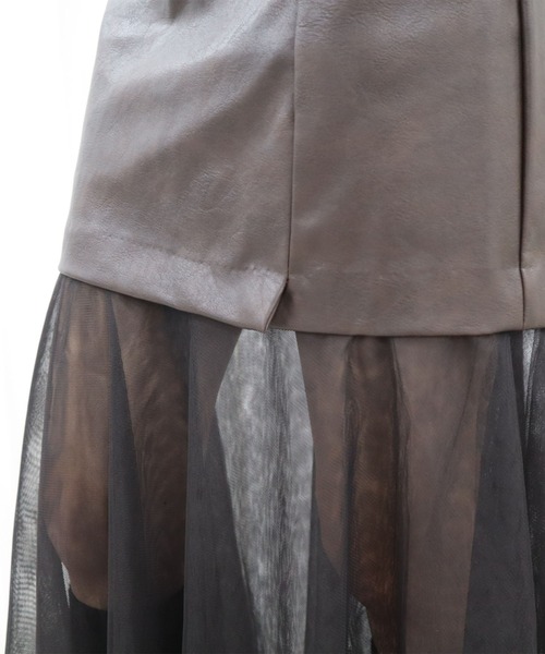 CECIL McBEE（セシルマクビー）の「合皮切替ロングスカート（スカート・レディース・ブラック/ブラウン・MEDIUM/LARGE）」の12枚目の写真