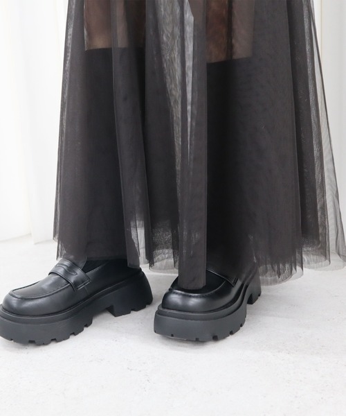 CECIL McBEE（セシルマクビー）の「合皮切替ロングスカート（スカート・レディース・ブラック/ブラウン・MEDIUM/LARGE）」の14枚目の写真