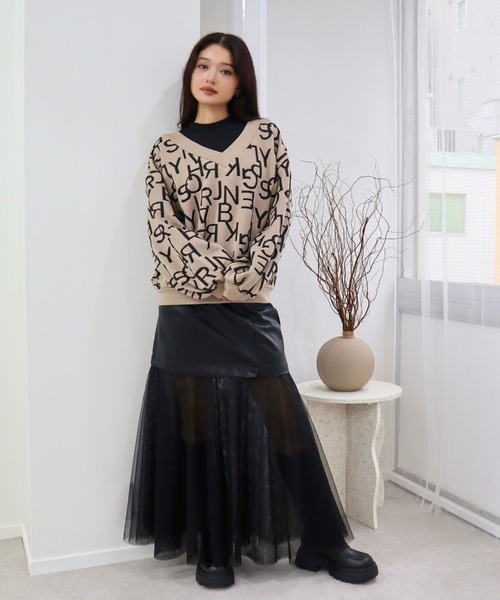 CECIL McBEE（セシルマクビー）の「合皮切替ロングスカート（スカート・レディース・ブラック/ブラウン・MEDIUM/LARGE）」の15枚目の写真