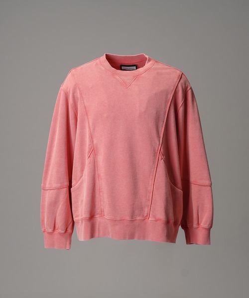 MAISON SPECIAL(メゾンスペシャル)の「《UNISEX》Piping Switching Prime-Over Pigment-dye Sweatshirt/パイピング切り替えプライムオーバーピグメントダイスウェット【MAISON SPECIAL/メゾンスペシャル】(スウェット・メンズ・ピンク/ブルー/パープル/グレー/ブラック・1/2/0)」の15枚目の写真