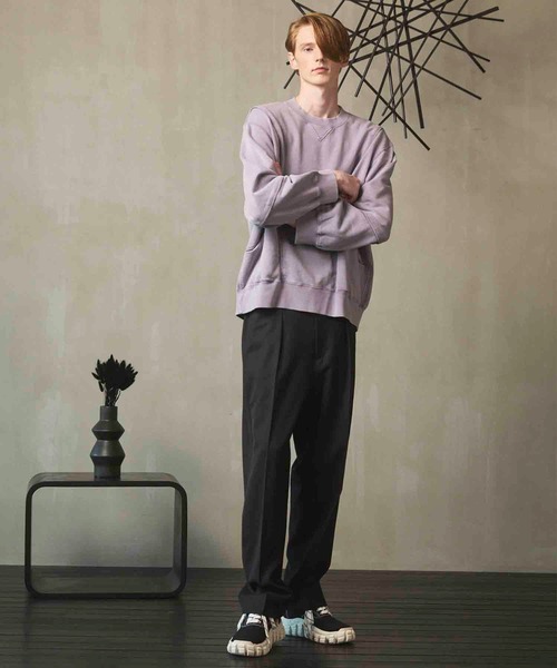 MAISON SPECIAL(メゾンスペシャル)の「《UNISEX》Piping Switching Prime-Over Pigment-dye Sweatshirt/パイピング切り替えプライムオーバーピグメントダイスウェット【MAISON SPECIAL/メゾンスペシャル】(スウェット・メンズ・ピンク/ブルー/パープル/グレー/ブラック・1/2/0)」の13枚目の写真