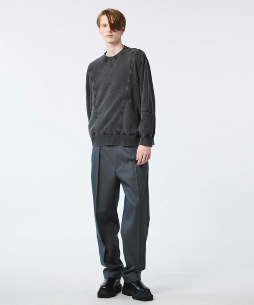 MAISON SPECIAL(メゾンスペシャル)の「《UNISEX》Piping Switching Prime-Over Pigment-dye Sweatshirt/パイピング切り替えプライムオーバーピグメントダイスウェット【MAISON SPECIAL/メゾンスペシャル】(スウェット・メンズ・ピンク/ブルー/パープル/グレー/ブラック・1/2/0)」の6枚目の写真