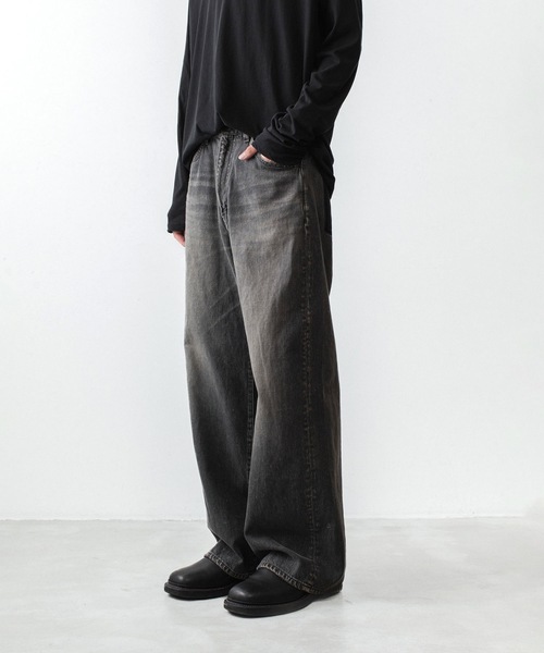 ATTACHMENT(アタッチメント)の「11OZ デニム ワイドジーンズ / 11OZ DENIM WIDE JEANS(デニムパンツ・メンズ・ブラック/ライトインディゴブルー・3/2/1/4)」の14枚目の写真