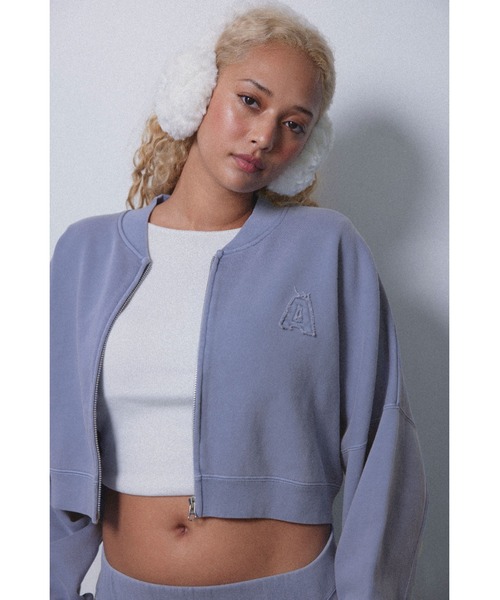 セール】Wellness Logo Pigment Cropped Sweat Blouson /ピグメントZIP