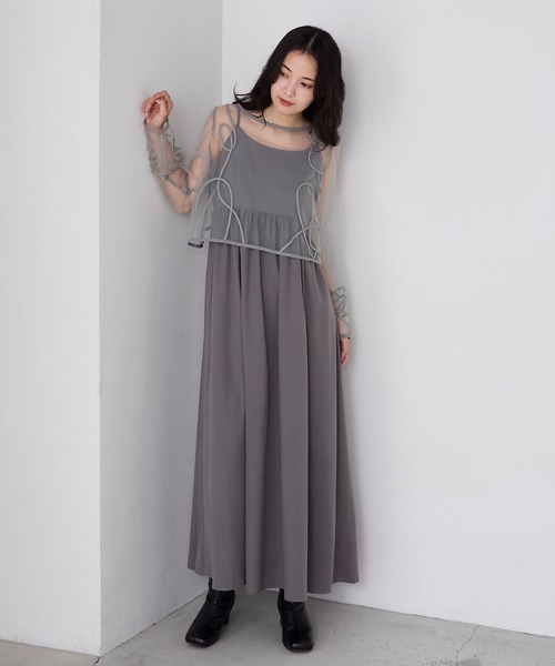 forksy.】【オケージョン対応】コード刺繍リボンシアーボレロ＆キャミ