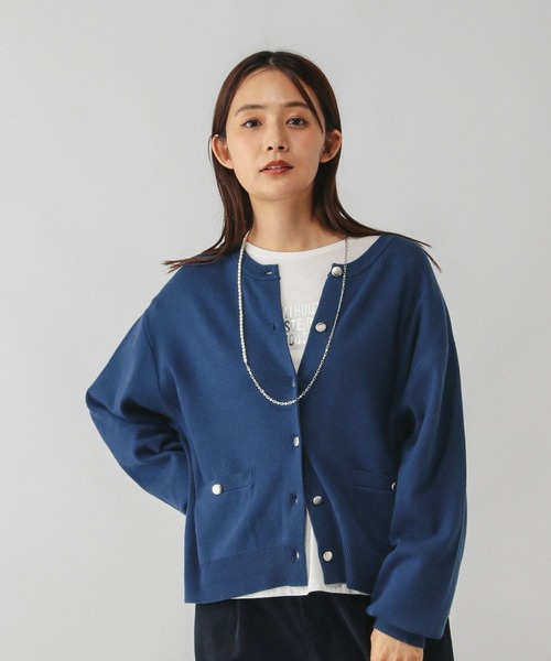 GLOBAL WORK（グローバルワーク）の「メルティクルー金ボタンカーディガン/577879（カーディガン/ボレロ・レディース・ベージュ系その他3/ブラック/ブルー系その他6/ライトグレー/レッド・REGULAR/SHORT）」の5枚目の写真