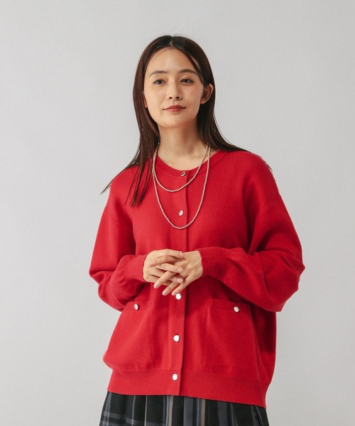 GLOBAL WORK（グローバルワーク）の「メルティクルー金ボタンカーディガン/577879（カーディガン/ボレロ・レディース・ベージュ系その他3/ブラック/ブルー系その他6/ライトグレー/レッド・REGULAR/SHORT）」の8枚目の写真