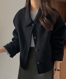 ウール混合テーラードショートコートブラック WoolRever ショートコート(506928057)｜阪急百貨店公式通販サイト