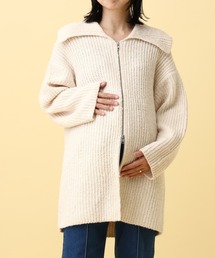 LEPSIM(レプシィム)の【産前・産後対応】マタニティ/襟付きZIPチュニックカーディガン 593626(マタニティウェア/グッズ)