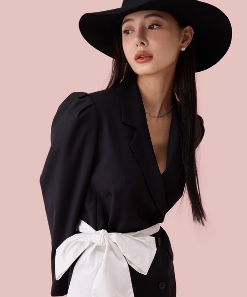 新品未使用 エイミーイストワール　リボンジャケット セール】リボンベルトテーラードジャケット（テーラードジャケット