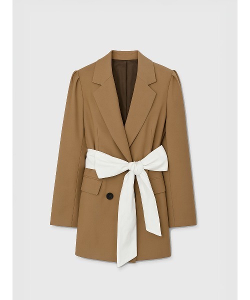 EIMY ISTOIRE（エイミーイストワール）の「リボンベルトテーラードジャケット（テーラードジャケット・レディース・ブラック/ベージュ・F）」の11枚目の写真