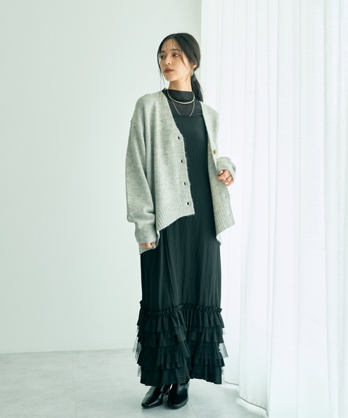 YECCA VECCA（イェッカヴェッカ）の「ミドル丈Vネックカーディガン（カーディガン/ボレロ・レディース・ライトグレー/ブラウン/グリーン系その他3・FREE）」の21枚目の写真