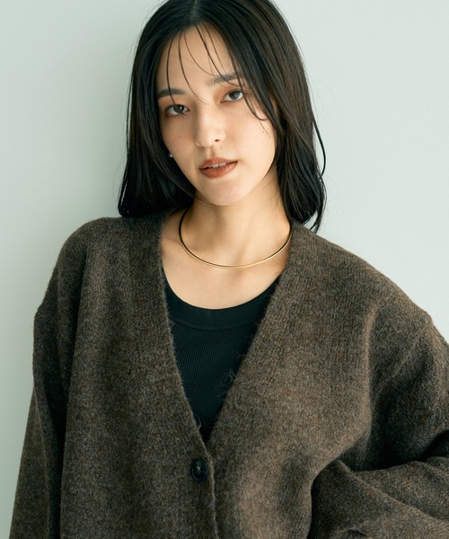 YECCA VECCA（イェッカヴェッカ）の「ミドル丈Vネックカーディガン（カーディガン/ボレロ・レディース・ライトグレー/ブラウン/グリーン系その他3・FREE）」の7枚目の写真