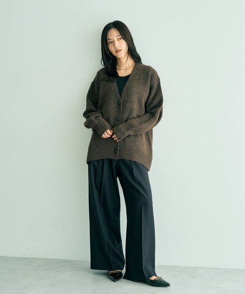 YECCA VECCA（イェッカヴェッカ）の「ミドル丈Vネックカーディガン（カーディガン/ボレロ・レディース・ライトグレー/ブラウン/グリーン系その他3・FREE）」の9枚目の写真