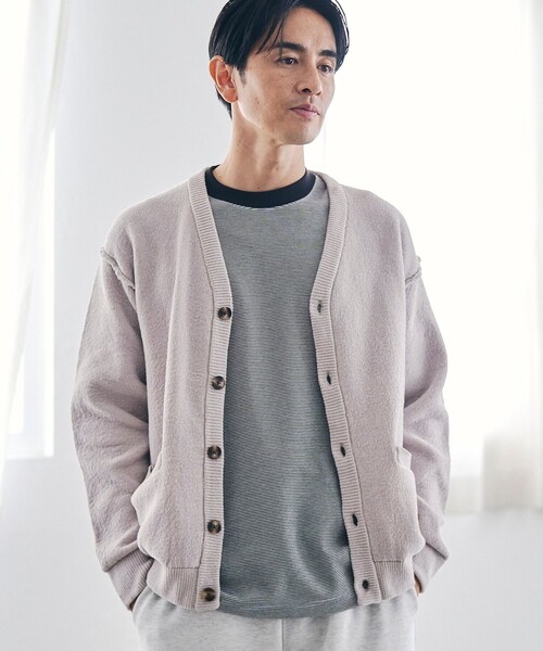 coen（コーエン）の「ソフトタッチモールニットカーディガン（カーディガン/ボレロ・メンズ・ダークグレー/ナチュラル/ターコイズブルー・S/M/L/XL）」の2枚目の写真