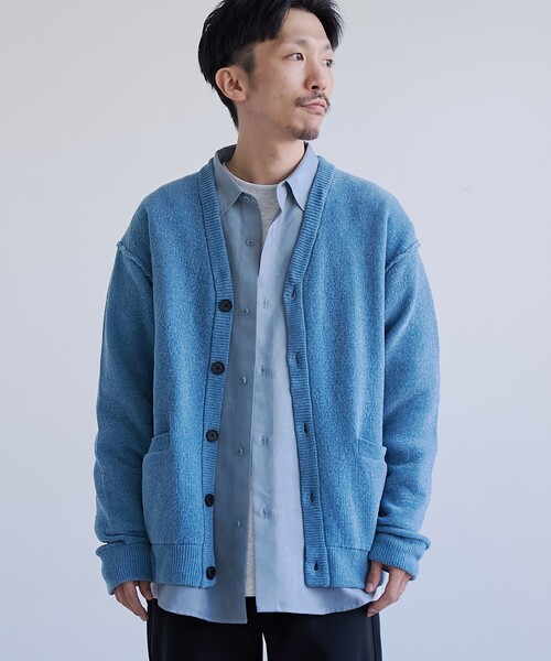 coen（コーエン）の「ソフトタッチモールニットカーディガン（カーディガン/ボレロ・メンズ・ダークグレー/ナチュラル/ターコイズブルー・S/M/L/XL）」の3枚目の写真