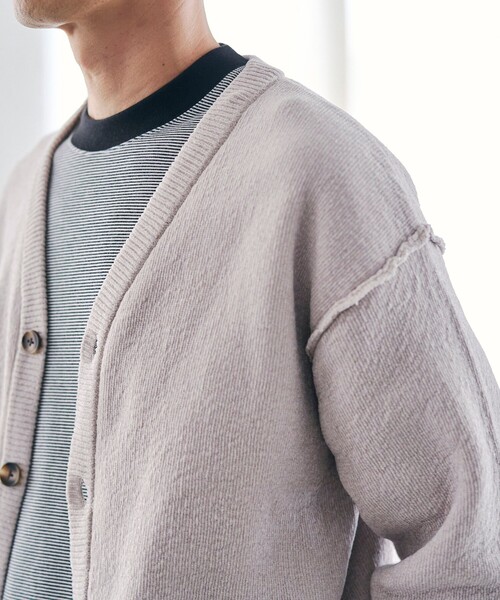 coen（コーエン）の「ソフトタッチモールニットカーディガン（カーディガン/ボレロ・メンズ・ダークグレー/ナチュラル/ターコイズブルー・S/M/L/XL）」の8枚目の写真