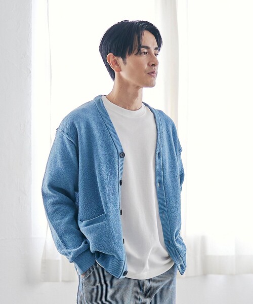 coen（コーエン）の「ソフトタッチモールニットカーディガン（カーディガン/ボレロ・メンズ・ダークグレー/ナチュラル/ターコイズブルー・S/M/L/XL）」の12枚目の写真