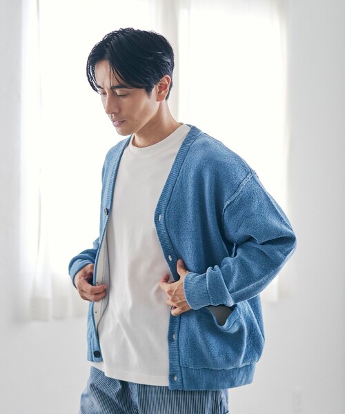 coen（コーエン）の「ソフトタッチモールニットカーディガン（カーディガン/ボレロ・メンズ・ダークグレー/ナチュラル/ターコイズブルー・S/M/L/XL）」の13枚目の写真