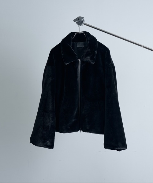ELLUV(エルブ)の「【ELLUV/エルヴ】ノーブルエレガンスファー ワイドカフスショートブルゾン(ブルゾン・メンズ・ダークグレー/ホワイト/ブラック・S/M/L)」の4枚目の写真