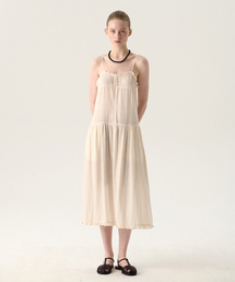 SATIN STRAP MIDI DRESS CREAM