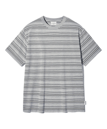 モノラインストライプTシャツ-グレー