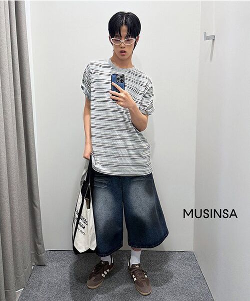 F.ILLUMINATE(フィルミネイト)の「モノラインストライプTシャツ-グレー(Tシャツ/カットソー・レディース・その他・SMALL/MEDIUM/LARGE)」の6枚目の写真