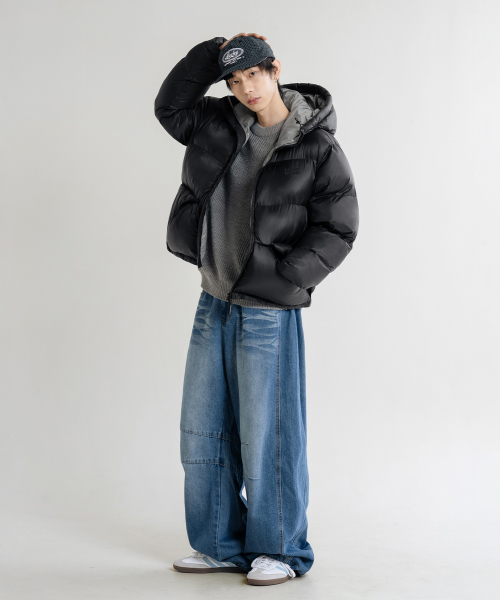 セール】2WAYハイネックオーバーサイズフードパディングジャケット