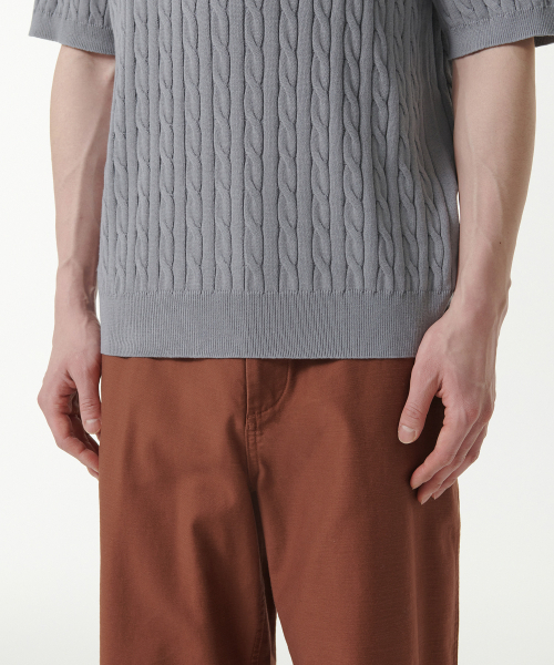 MUSINSA STANDARD（ムシンサスタンダード）の「ケーブルクルーネック半袖ニット[グレー]（ニット/セーター・メンズ・その他・XX-LARGE/LARGE/MEDIUM/X-LARGE）」の6枚目の写真