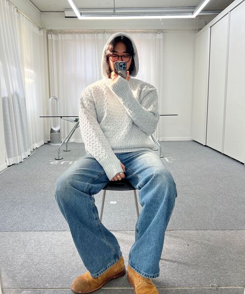 TRIP LE SENS(トリップ ル センス)の「ウールヘアケーブルフードニット_ライトグレー(ニット/セーター・メンズ・その他・MEDIUM/LARGE)」の7枚目の写真