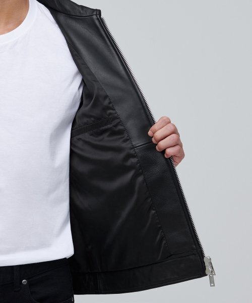 MUSINSA STANDARD（ムシンサスタンダード）の「ラムスキンシングルライダージャケット[ブラック]（ライダースジャケット・メンズ・その他・MEDIUM/LARGE）」の9枚目の写真