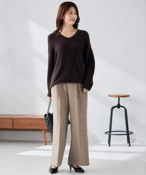 a.v.v(アーヴェヴェ)の「【マシンウォッシャブル/雑誌InRed(宝島社)12月号掲載】ツイード調ワイドパンツ(その他パンツ・レディース・チャコールグレー/ベージュ・36/40/38)」の20枚目の写真