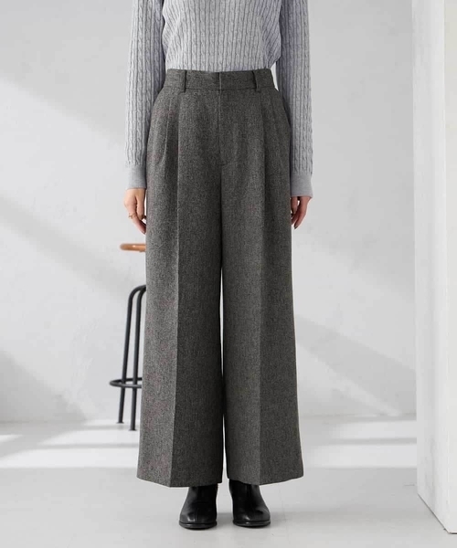 a.v.v(アーヴェヴェ)の「【マシンウォッシャブル/雑誌InRed(宝島社)12月号掲載】ツイード調ワイドパンツ(その他パンツ・レディース・チャコールグレー/ベージュ・36/40/38)」の5枚目の写真