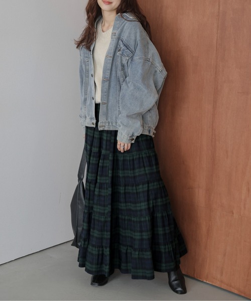 La-gemme（ラジェム）の「チェック柄ティアードロングスカート（スカート・レディース・ホワイト/イエロー/グリーン/レッド・フリー）」の2枚目の写真