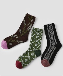 SANSeLF（サンセルフ）の「【SANSeLF】 フラワーエンブロイダリーソックス 3足セット saa25a196（ソックス/靴下・レディース）」