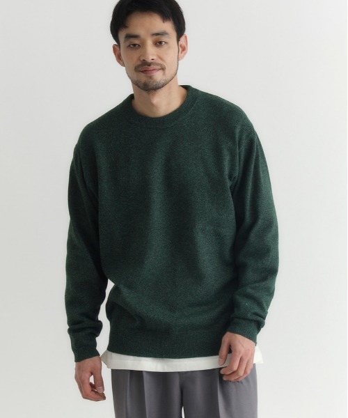 BACK NUMBER（バックナンバー）の「【BACK NUMBER】ポリナイロンニットクルーネックセーター (ミニマルデザイン / 軽やかさ / オフィスカジュアル)（ニット/セーター・メンズ・サックスブルー/ブラック/ネイビー/ダークグレー/ブラウン/グリーン・L/XL/M）」の4枚目の写真