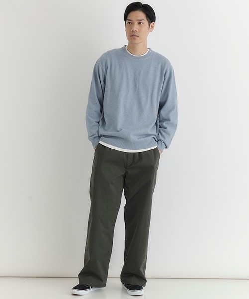 BACK NUMBER（バックナンバー）の「【BACK NUMBER】ポリナイロンニットクルーネックセーター (ミニマルデザイン / 軽やかさ / オフィスカジュアル)（ニット/セーター・メンズ・サックスブルー/ブラック/ネイビー/ダークグレー/ブラウン/グリーン・L/XL/M）」の10枚目の写真