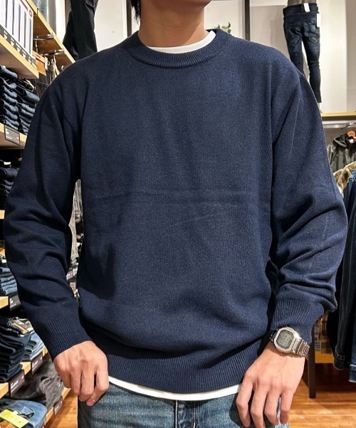 BACK NUMBER（バックナンバー）の「【BACK NUMBER】ポリナイロンニットクルーネックセーター (ミニマルデザイン / 軽やかさ / オフィスカジュアル)（ニット/セーター・メンズ・サックスブルー/ブラック/ネイビー/ダークグレー/ブラウン/グリーン・L/XL/M）」の19枚目の写真