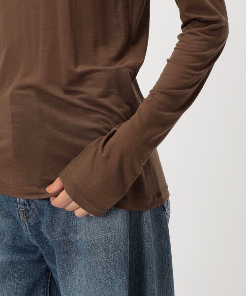 BASERANGE（ベースレンジ）の「BASERANGE バンブー ロングスリーブプルオーバー（Tシャツ/カットソー・レディース・ホワイト/ベージュ/ブラウン/ライトベージュ/ダークブラウン・S）」の19枚目の写真