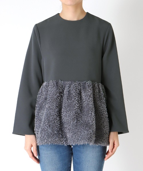 Jines（ジネス）の「チュールペプラムブラウス（シャツ/ブラウス・レディース・ブラック/グレー・38）」の14枚目の写真