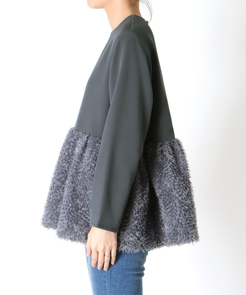 Jines（ジネス）の「チュールペプラムブラウス（シャツ/ブラウス・レディース・ブラック/グレー・38）」の15枚目の写真