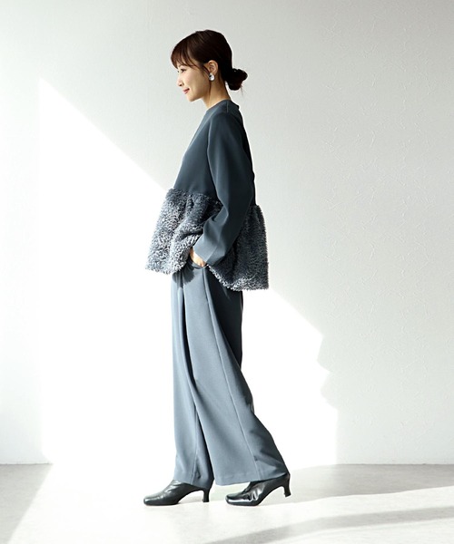 Jines（ジネス）の「チュールペプラムブラウス（シャツ/ブラウス・レディース・ブラック/グレー・38）」の4枚目の写真