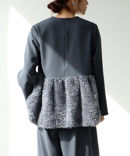 Jines（ジネス）の「チュールペプラムブラウス（シャツ/ブラウス・レディース・ブラック/グレー・38）」の7枚目の写真