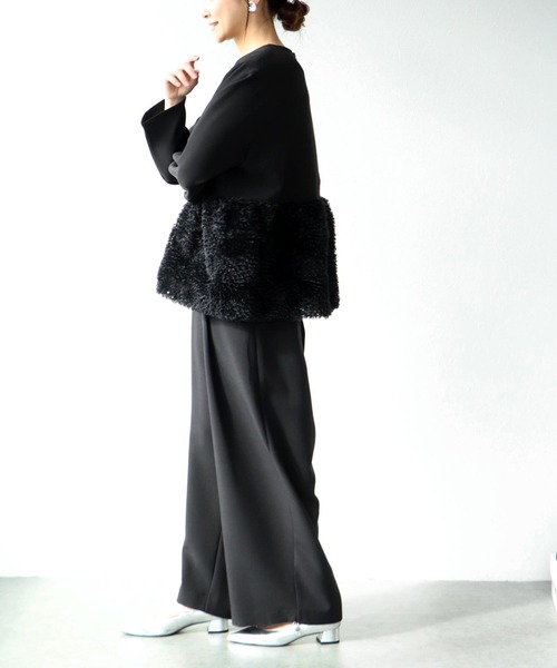 Jines（ジネス）の「チュールペプラムブラウス（シャツ/ブラウス・レディース・ブラック/グレー・38）」の10枚目の写真