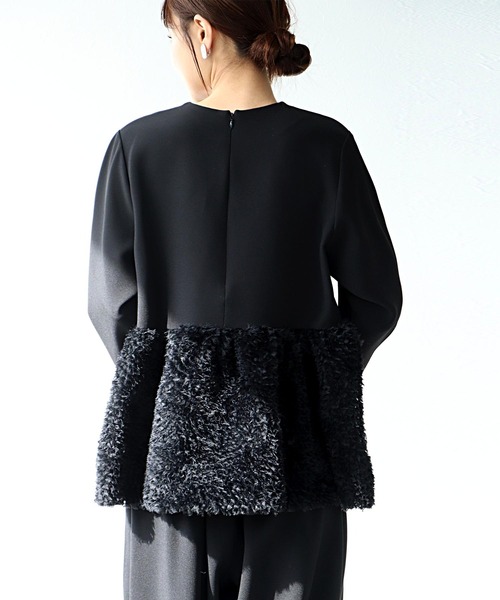 Jines（ジネス）の「チュールペプラムブラウス（シャツ/ブラウス・レディース・ブラック/グレー・38）」の13枚目の写真